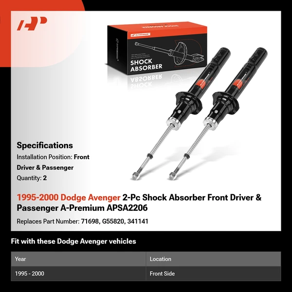 1995-2000 Dodge Avenger 2-Pc Shock Absorber Front Driver & Passenger A-Premium APSA2206