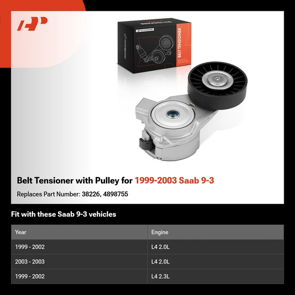 Belt Tensioner with Pulley for 1999-2003 Saab 9-3