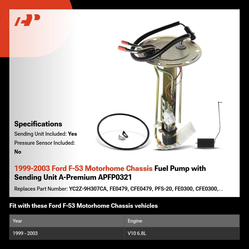 1999-2003 Ford F-53 Motorhome Chassis Fuel Pump with Sending Unit A-Premium APFP0321