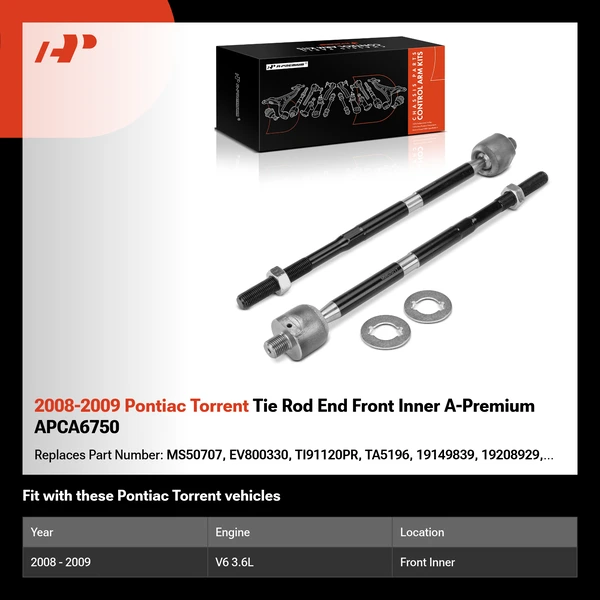 2008-2009 Pontiac Torrent Tie Rod End Front Inner A-Premium APCA6750
