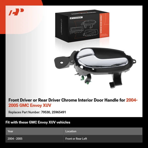 Front Driver or Rear Driver Chrome Interior Door Handle for 2004-2005 GMC Envoy XUV