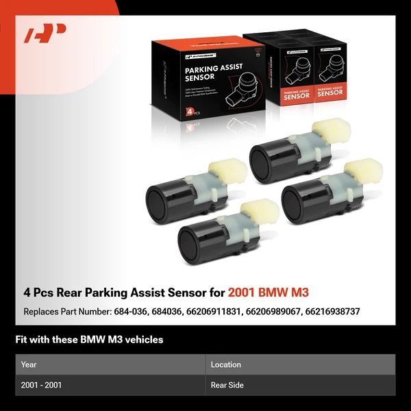 4 Pcs Rear Parking Assist Sensor for 2001 BMW M3
