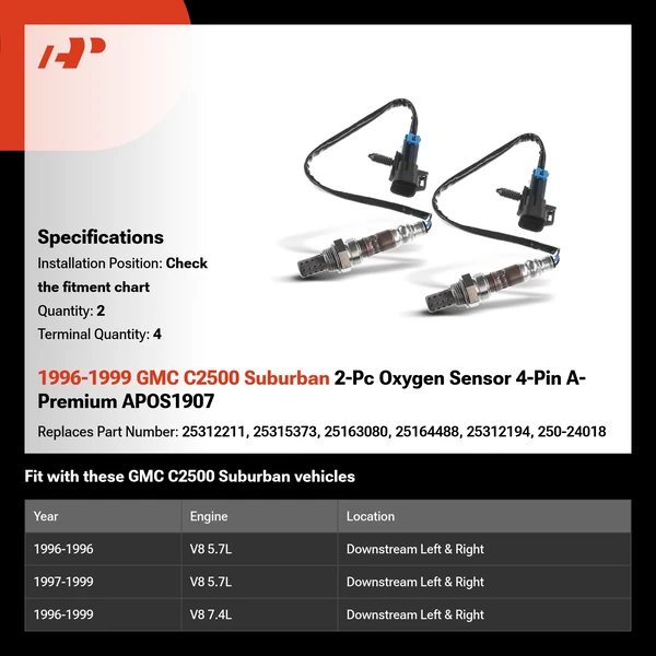 1996-1999 GMC C2500 Suburban 2-Pc Oxygen Sensor 4-Pin A-Premium APOS1907