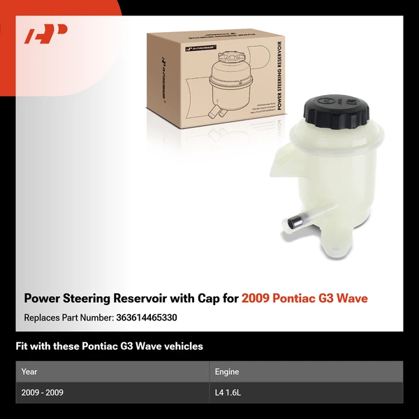Power Steering Reservoir with Cap for 2009 Pontiac G3 Wave
