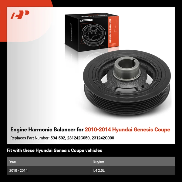 Engine Harmonic Balancer for 2010-2014 Hyundai Genesis Coupe