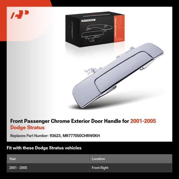 Front Passenger Chrome Exterior Door Handle for 2001-2005 Dodge Stratus