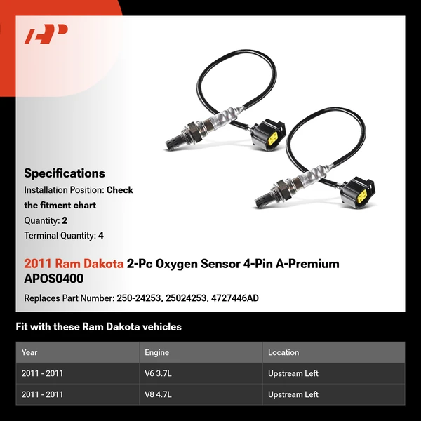 2011 Ram Dakota 2-Pc Oxygen Sensor 4-Pin A-Premium APOS0400