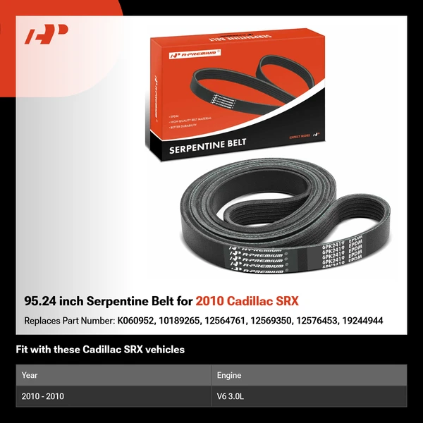 95.24 inch Serpentine Belt for 2010 Cadillac SRX
