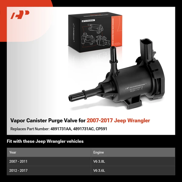 Vapor Canister Purge Valve for 2007-2017 Jeep Wrangler