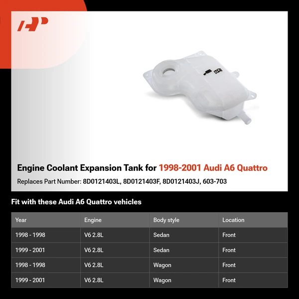 Engine Coolant Expansion Tank for 1998-2001 Audi A6 Quattro
