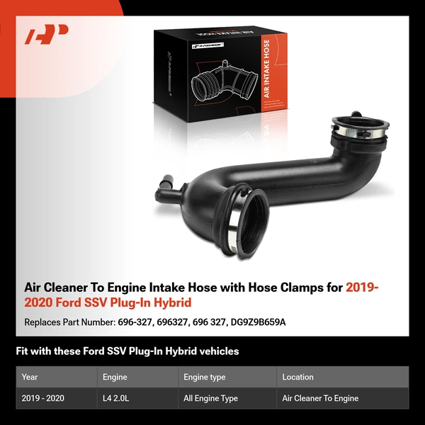 Air Cleaner To Engine Intake Hose with Hose Clamps for 2019-2020 Ford SSV Plug-In Hybrid
