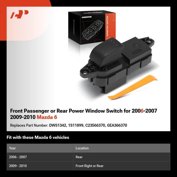 Front Passenger or Rear Power Window Switch for 2006-2007 2009-2010 Mazda 6