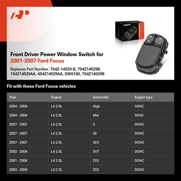 Front Driver Power Window Switch for 2001-2007 Ford Focus