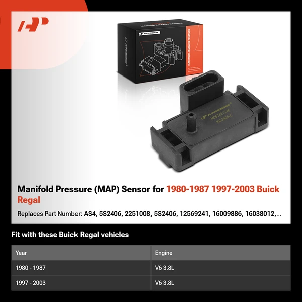 Manifold Pressure (MAP) Sensor for 1980-1987 1997-2003 Buick Regal