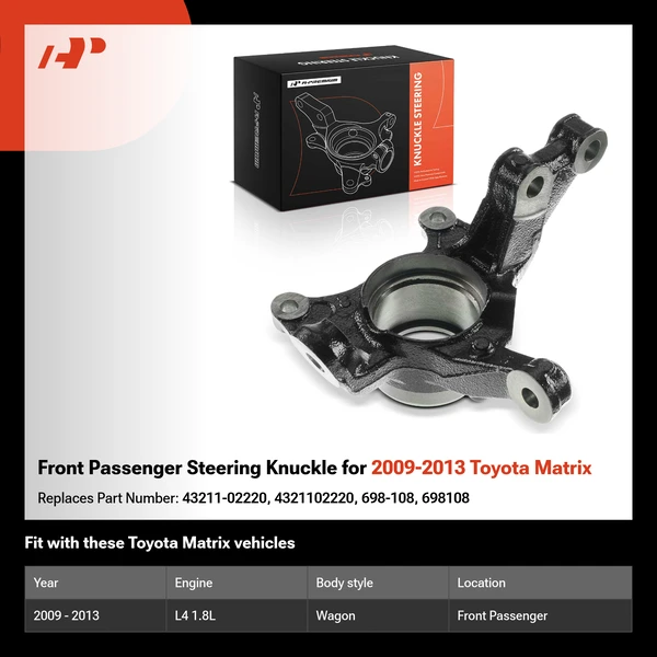 Front Passenger Steering Knuckle for 2009-2013 Toyota Matrix