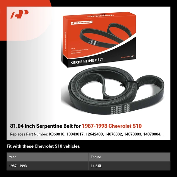 81.04 inch Serpentine Belt for 1987-1993 Chevrolet S10