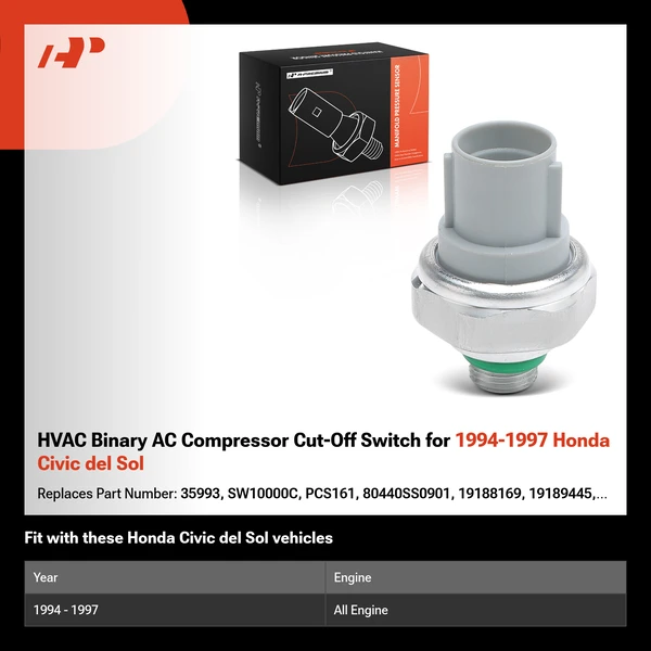 HVAC Binary AC Compressor Cut-Off Switch for 1994-1997 Honda Civic del Sol