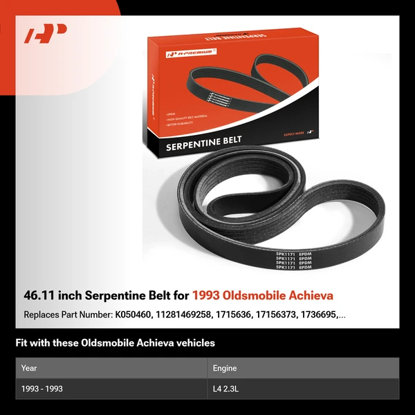 46.11 inch Serpentine Belt for 1993 Oldsmobile Achieva