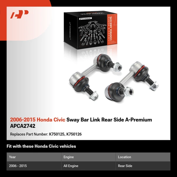 2006-2015 Honda Civic Sway Bar Link Rear Side A-Premium APCA2742