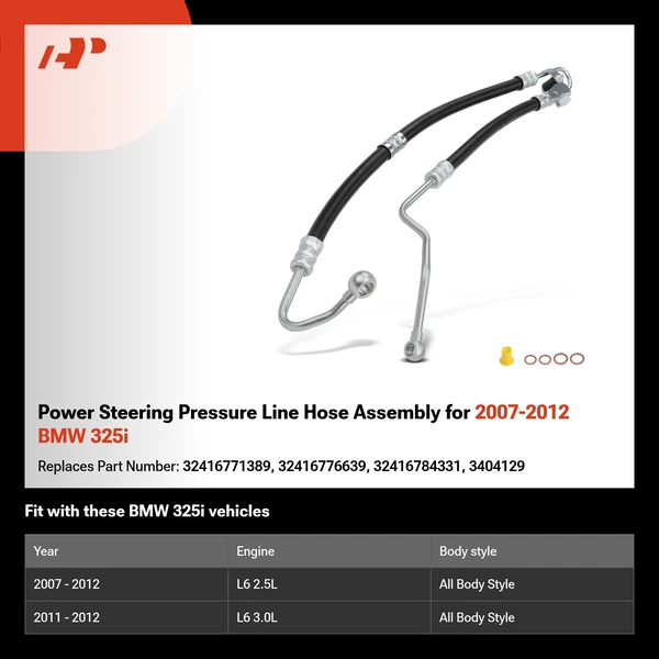 Power Steering Pressure Line Hose Assembly for 2007-2012 BMW 325i