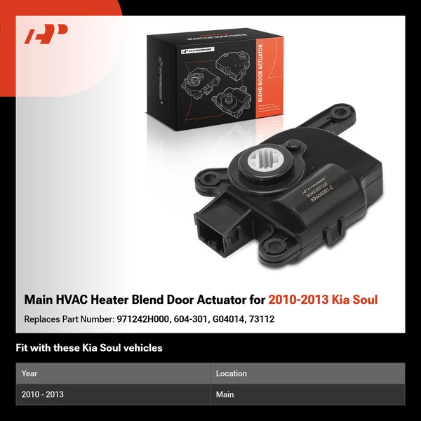 Main HVAC Heater Blend Door Actuator for 2010-2013 Kia Soul