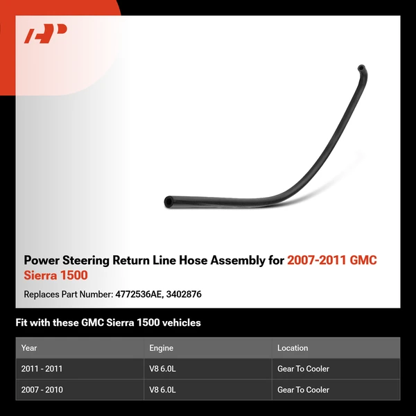 Power Steering Return Line Hose Assembly for 2007-2011 GMC Sierra 1500
