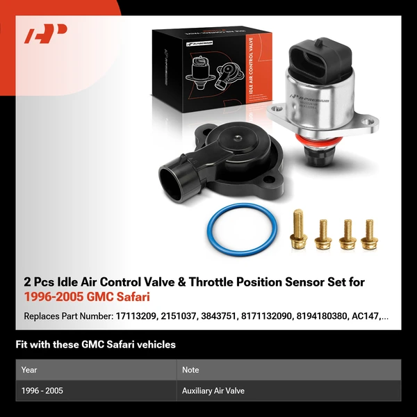 2 Pcs Idle Air Control Valve & Throttle Position Sensor Set for 1996-2005 GMC Safari