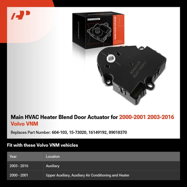 Main HVAC Heater Blend Door Actuator for 2000-2001 2003-2016 Volvo VNM