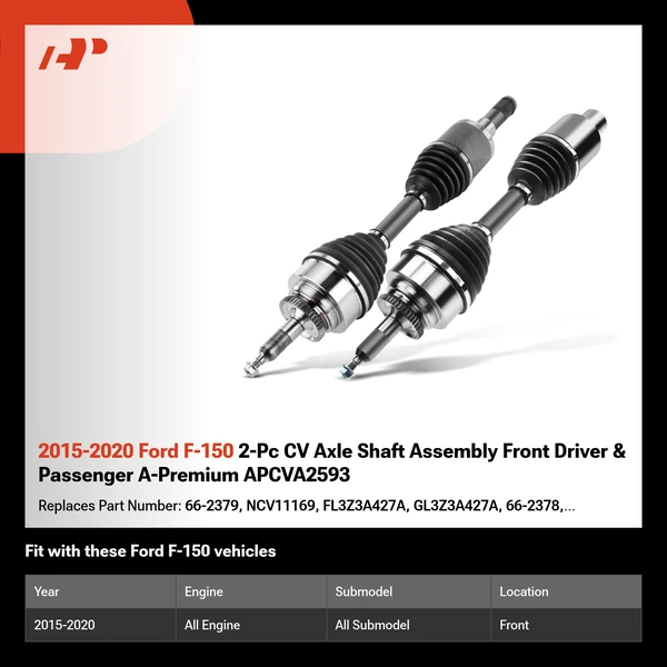 2015-2020 Ford F-150 2-Pc CV Axle Shaft Assembly Front Driver & Passenger A-Premium APCVA2593