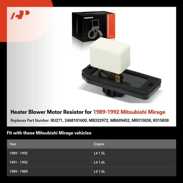 Heater Blower Motor Resistor for 1989-1992 Mitsubishi Mirage
