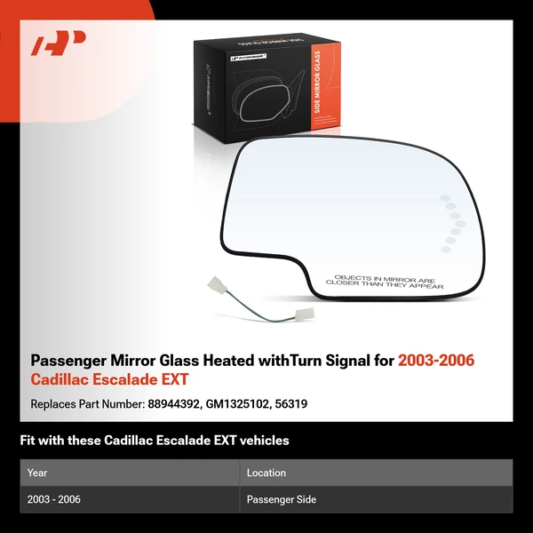 Passenger Mirror Glass Heated withTurn Signal for 2003-2006 Cadillac Escalade EXT