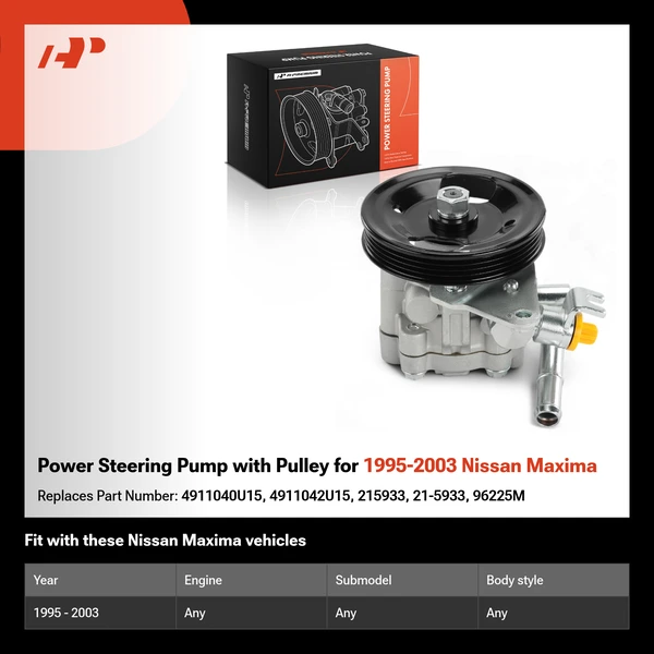 Power Steering Pump with Pulley for 1995-2003 Nissan Maxima