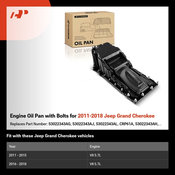 Engine Oil Pan with Bolts for 2011-2018 Jeep Grand Cherokee