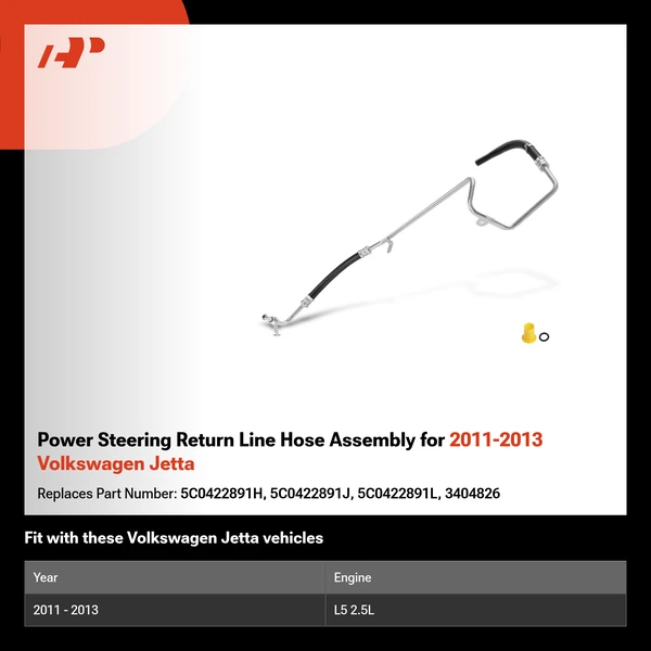Power Steering Return Line Hose Assembly for 2011-2013 Volkswagen Jetta