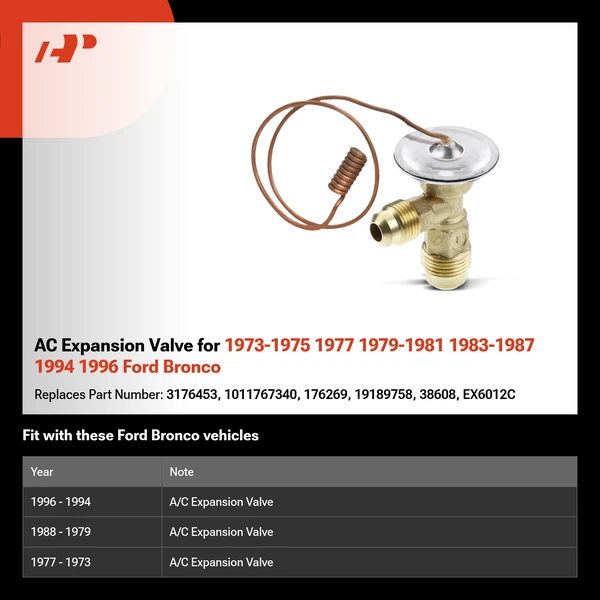 AC Expansion Valve for 1973-1975 1977 1979-1981 1983-1987 1994 1996 Ford Bronco