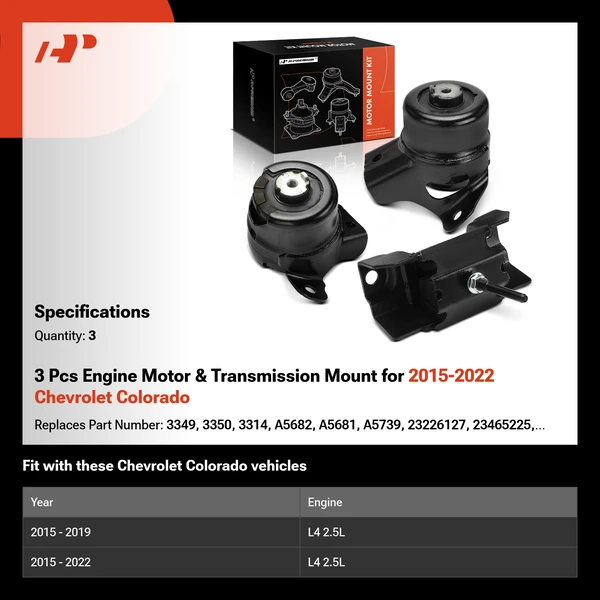 3 Pcs Engine Motor & Transmission Mount for 2015-2022 Chevrolet Colorado