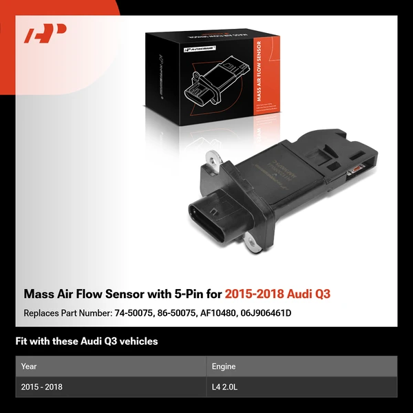 Mass Air Flow Sensor with 5-Pin for 2015-2018 Audi Q3