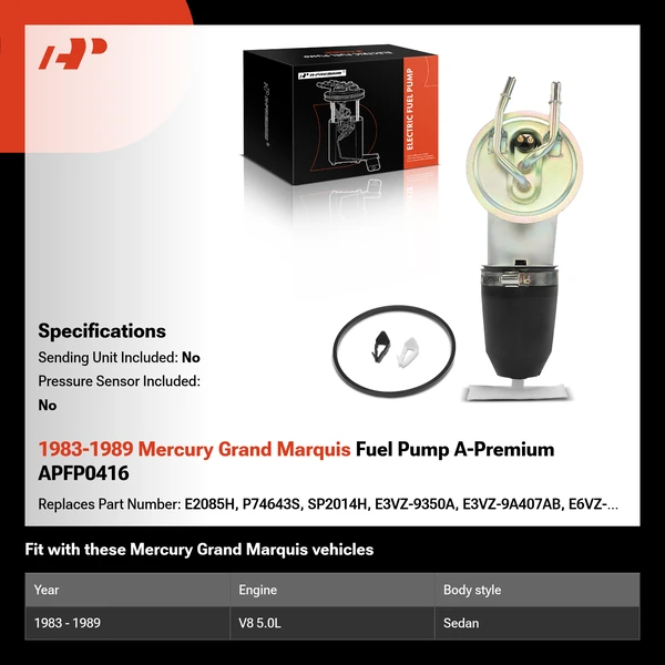 1983-1989 Mercury Grand Marquis Fuel Pump A-Premium APFP0416