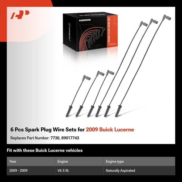 6 Pcs Spark Plug Wire Sets for 2009 Buick Lucerne