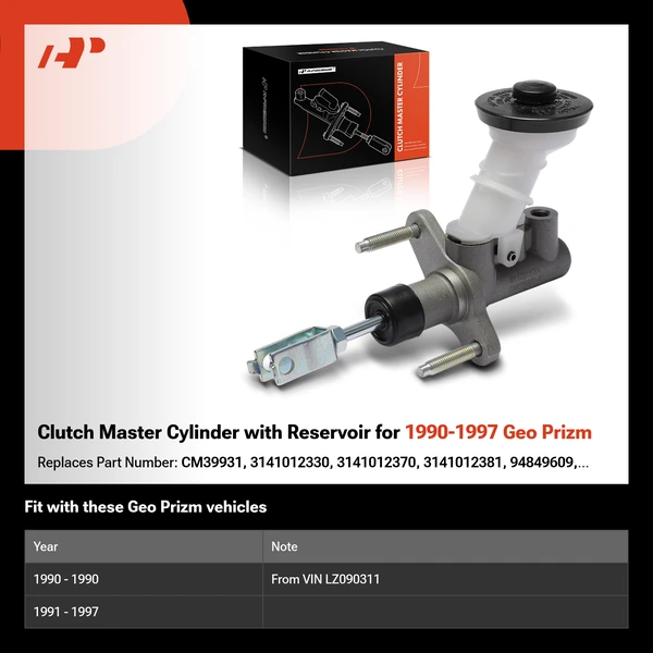 Clutch Master Cylinder with Reservoir for 1990-1997 Geo Prizm