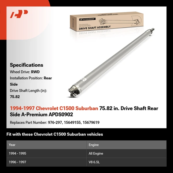 1994-1997 Chevrolet C1500 Suburban 75.82 in. Drive Shaft Rear Side A-Premium APDS0902