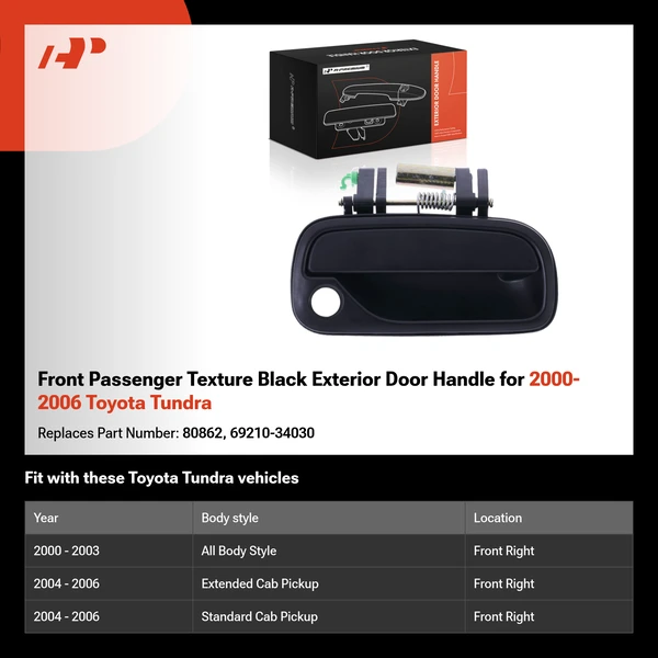 Front Passenger Texture Black Exterior Door Handle for 2000-2006 Toyota Tundra