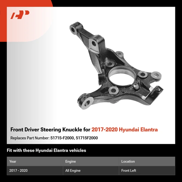 Front Driver Steering Knuckle for 2017-2020 Hyundai Elantra