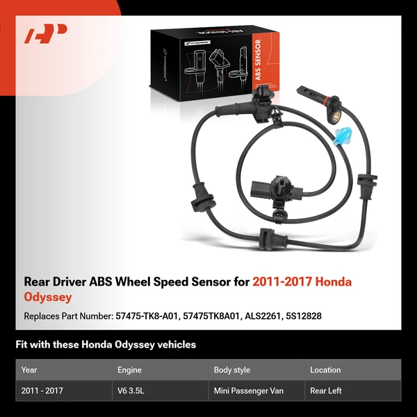 Rear Driver ABS Wheel Speed Sensor for 2011-2017 Honda Odyssey