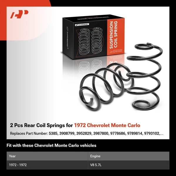 2 Pcs Rear Coil Springs for 1972 Chevrolet Monte Carlo