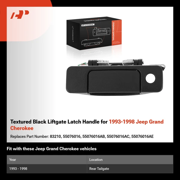 Textured Black Liftgate Latch Handle for 1993-1998 Jeep Grand Cherokee