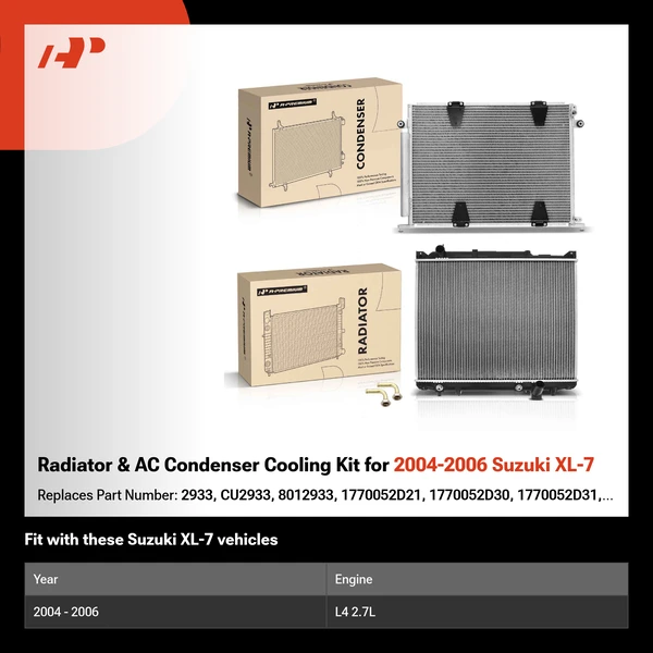Radiator & AC Condenser Cooling Kit for 2004-2006 Suzuki XL-7