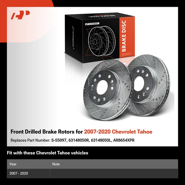 Front Drilled Brake Rotors for 2007-2020 Chevrolet Tahoe