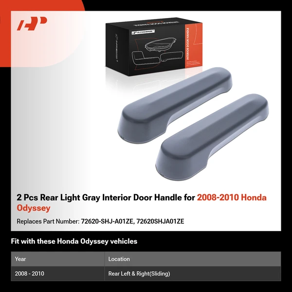 2 Pcs Rear Light Gray Interior Door Handle for 2008-2010 Honda Odyssey