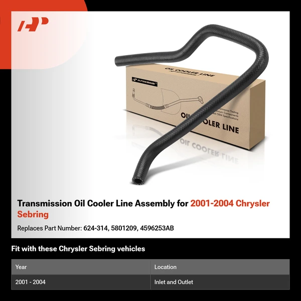 Transmission Oil Cooler Line Assembly for 2001-2004 Chrysler Sebring